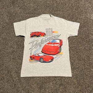Vintage 1991 Lamborghini Corvette Ferrari Racing Grey Graphic Tee